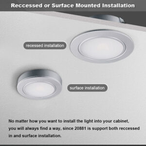 Surface mounted recessed in cabinet light