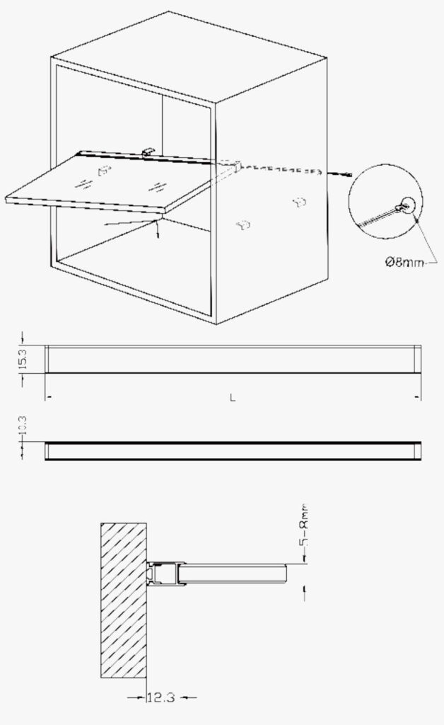 Solder-free aluminum light strip for glass shelf cabinet