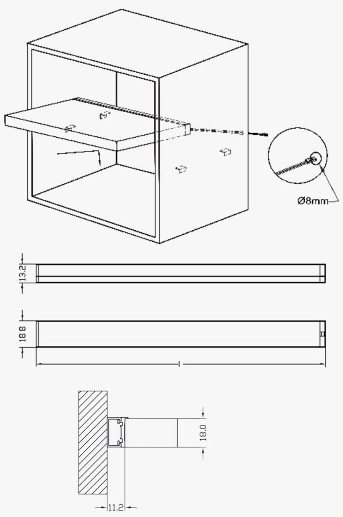 Solder-free aluminum light strip for wooden shelf cabinet